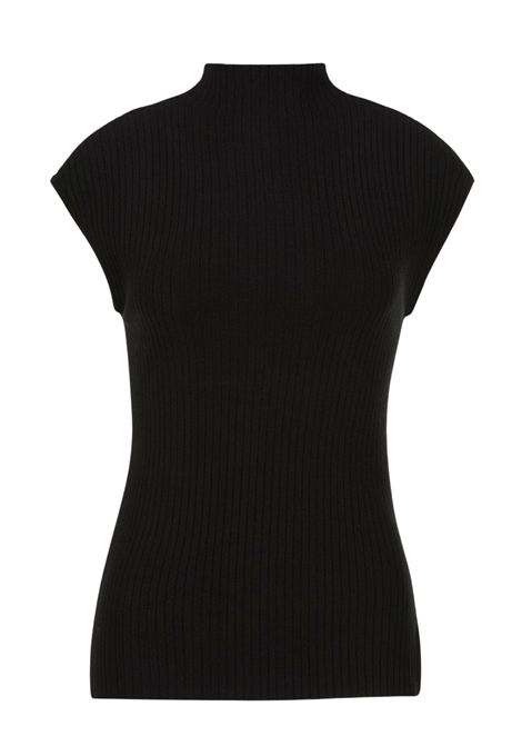 Weili Zheng Top Lupetto Smanicato in Costina Elasticizzata Nero Donna WEILI ZHENG | Lupetto | F26CT13B212